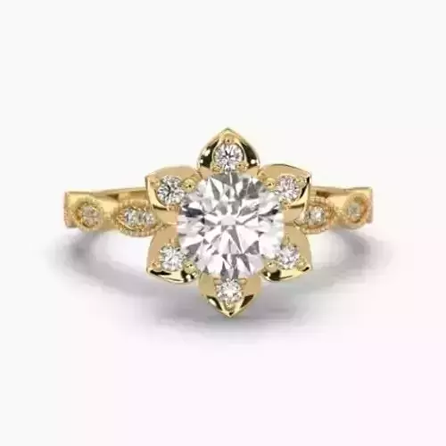 Printable 3D jewelry model of Solitaire Lady Ring with Diamond 