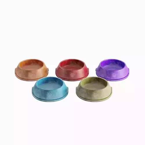 Used Metal Dog Bowl Set