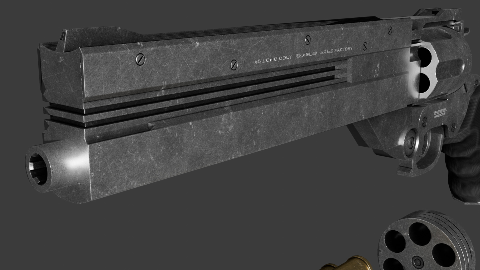 colt 45 long with a weapon case Low-poly 3D model_10