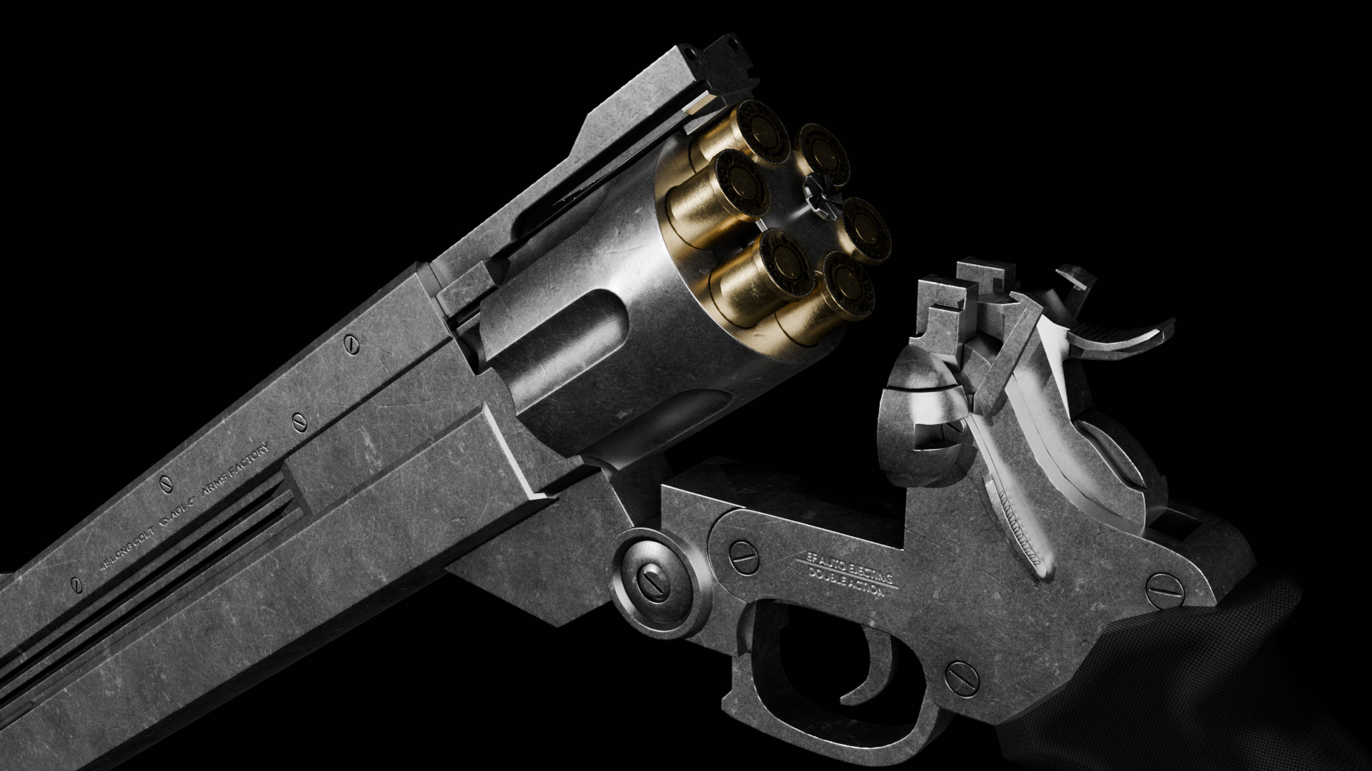 colt 45 long with a weapon case Low-poly 3D model_3