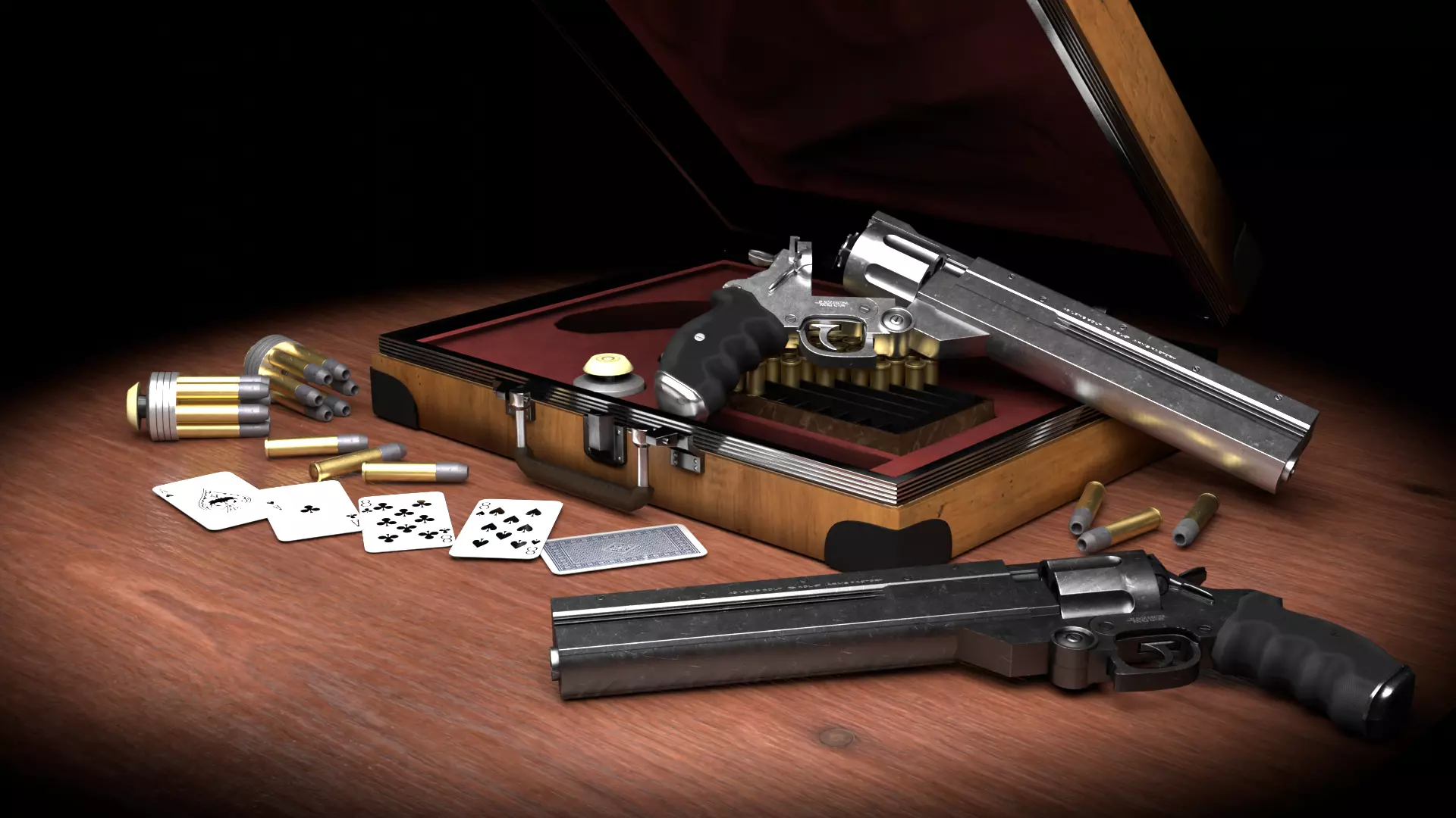 colt 45 long with a weapon case Low-poly 3D model_0