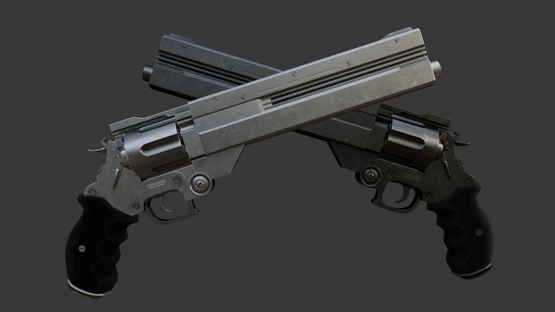 colt 45 long with a weapon case Low-poly 3D model_7