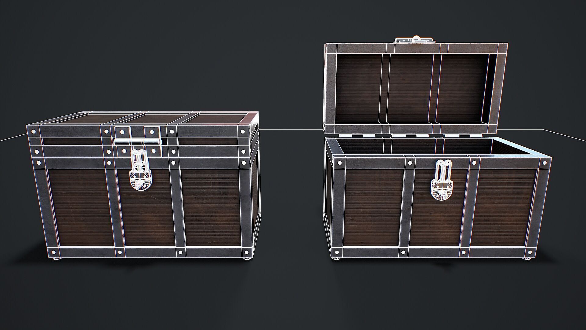 Chest for loot Low-poly 3D model_12
