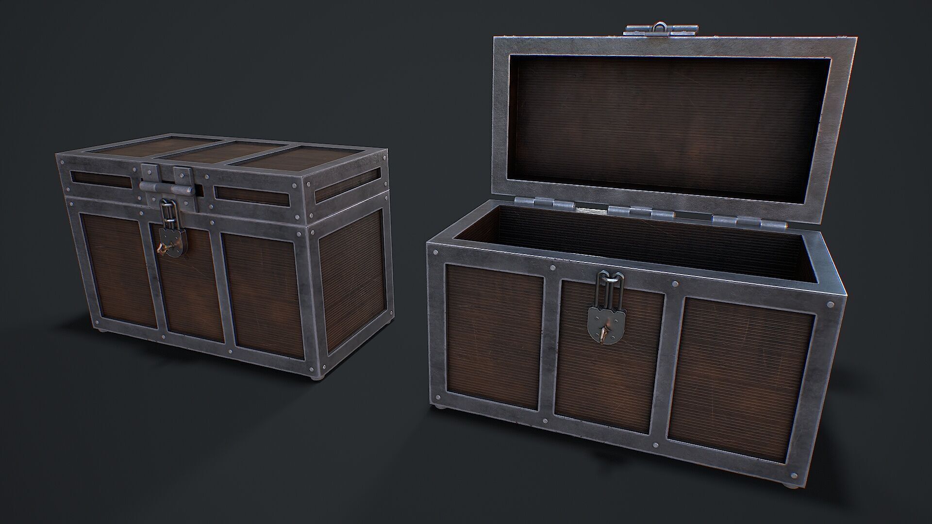 Chest for loot Low-poly 3D model_3