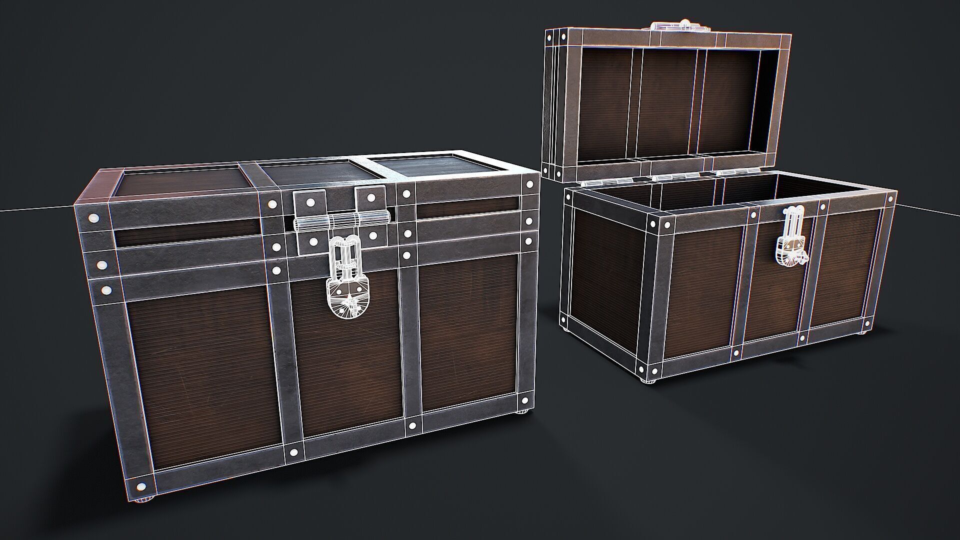 Chest for loot Low-poly 3D model_6
