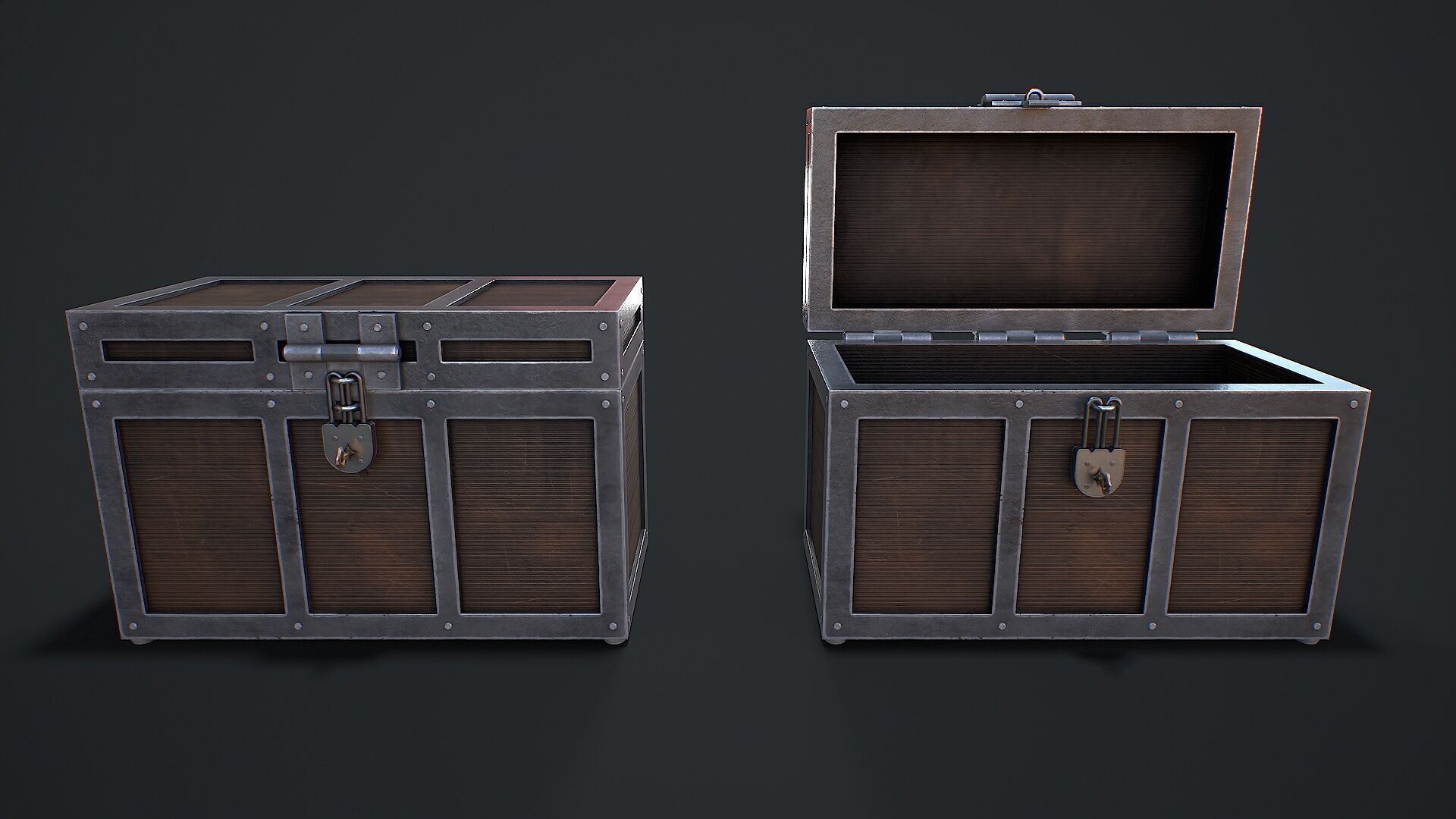 Chest for loot Low-poly 3D model_11