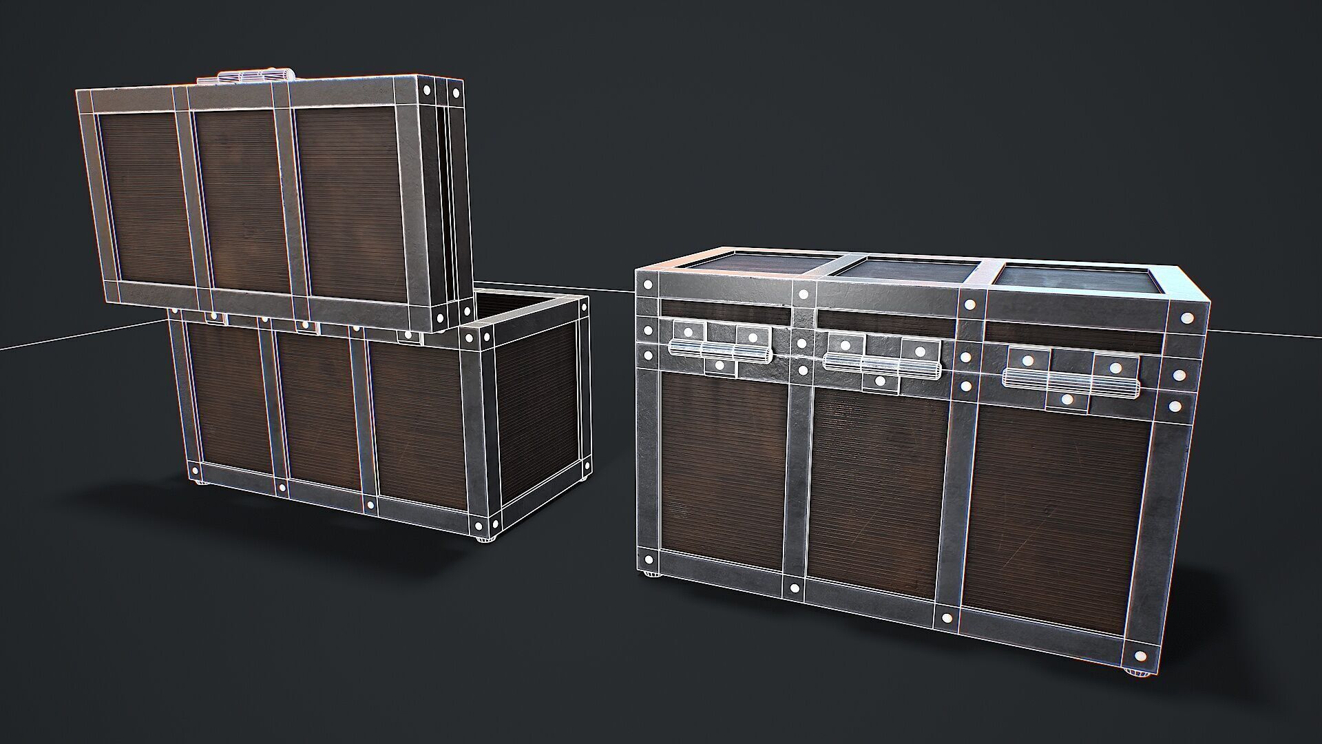 Chest for loot Low-poly 3D model_8