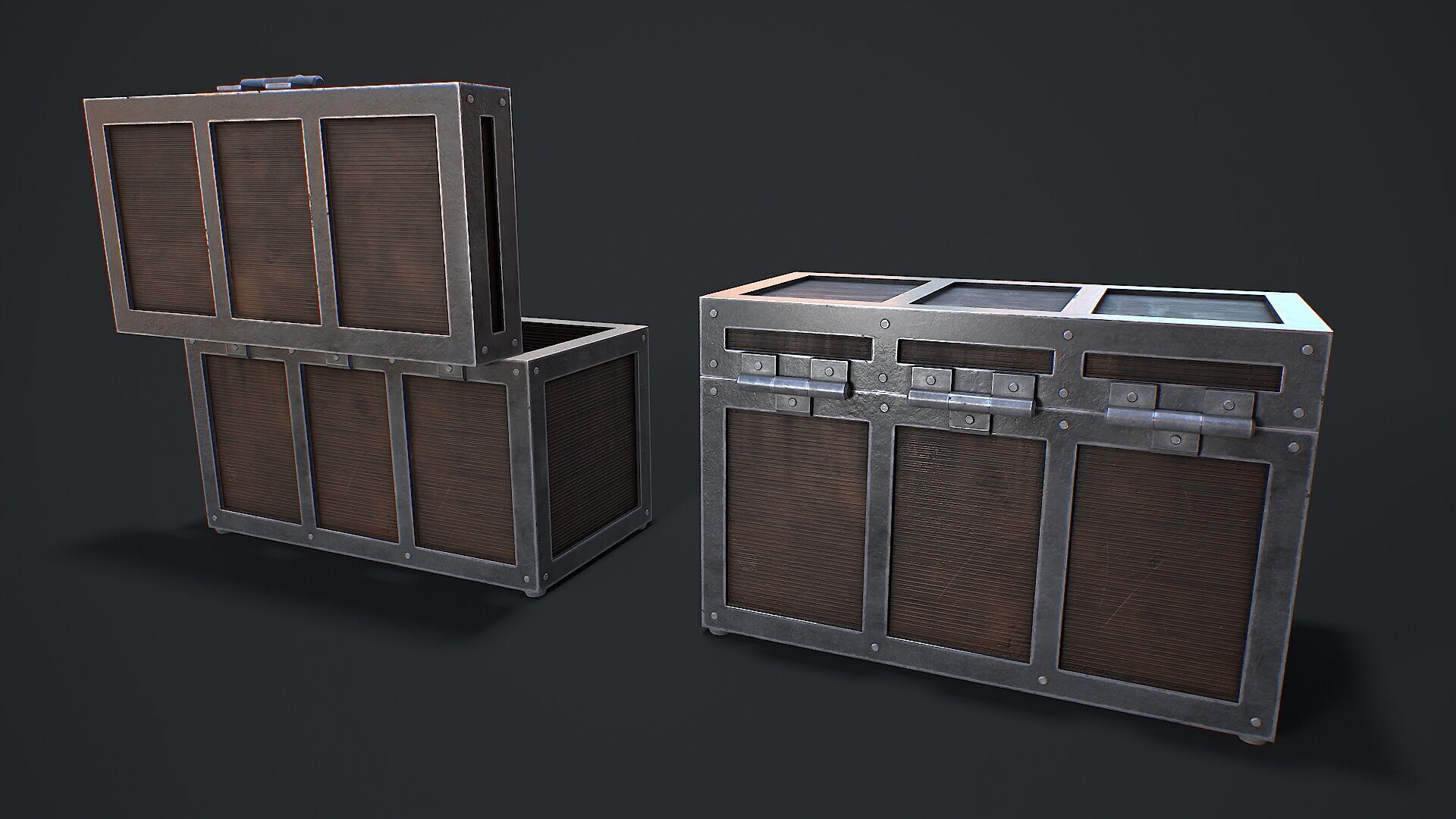 Chest for loot Low-poly 3D model_7