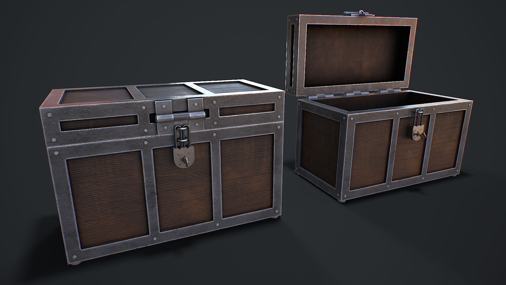Chest for loot Low-poly 3D model_5
