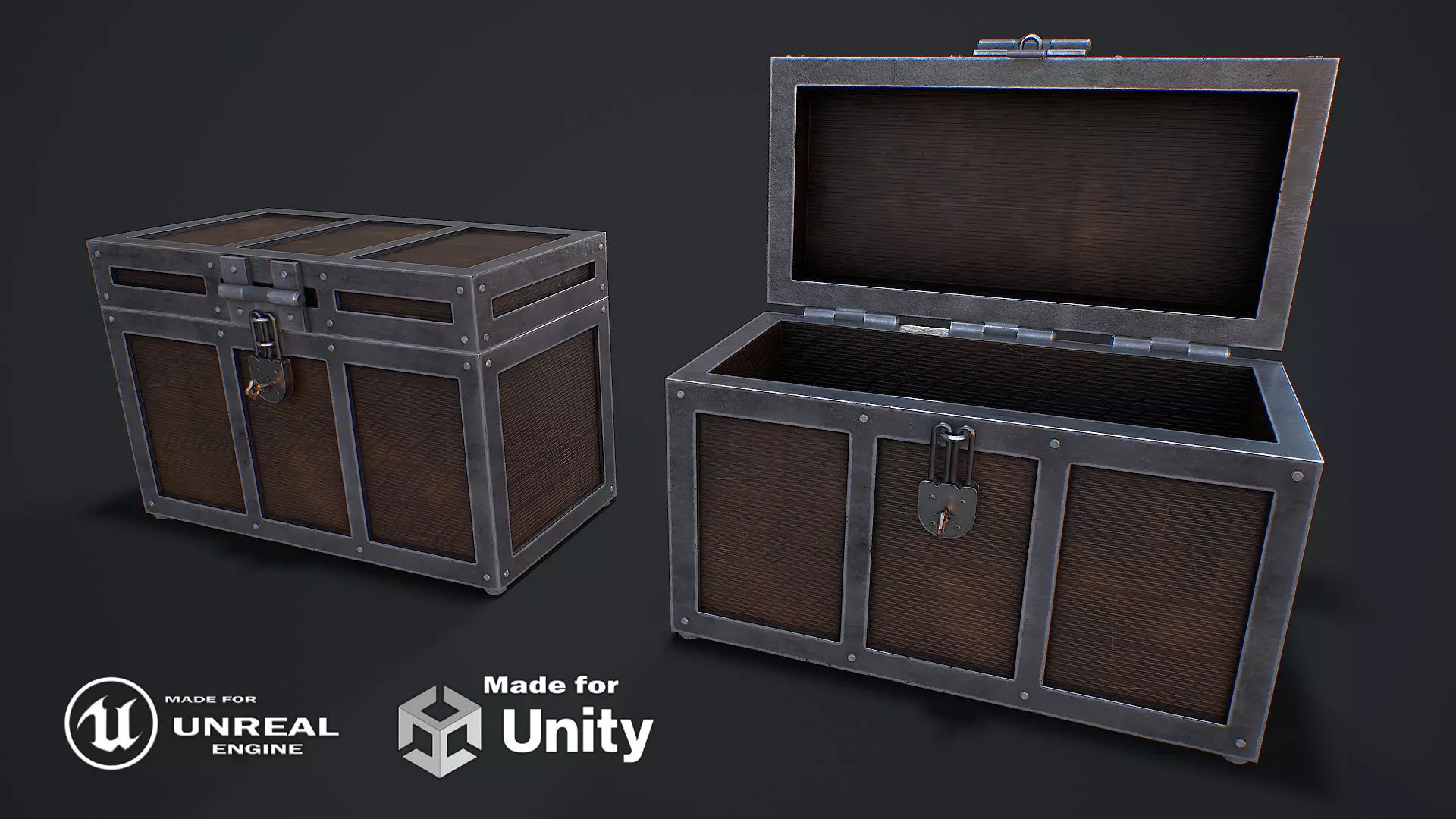 Chest for loot Low-poly 3D model_0