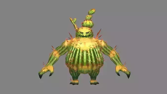 Cartoon Desert Cactus Monster