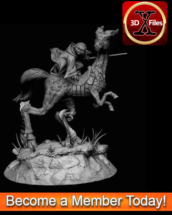 Yoda on Kybuck - Star Wars Jedi Statue - The Clone Wars 3D print model_11