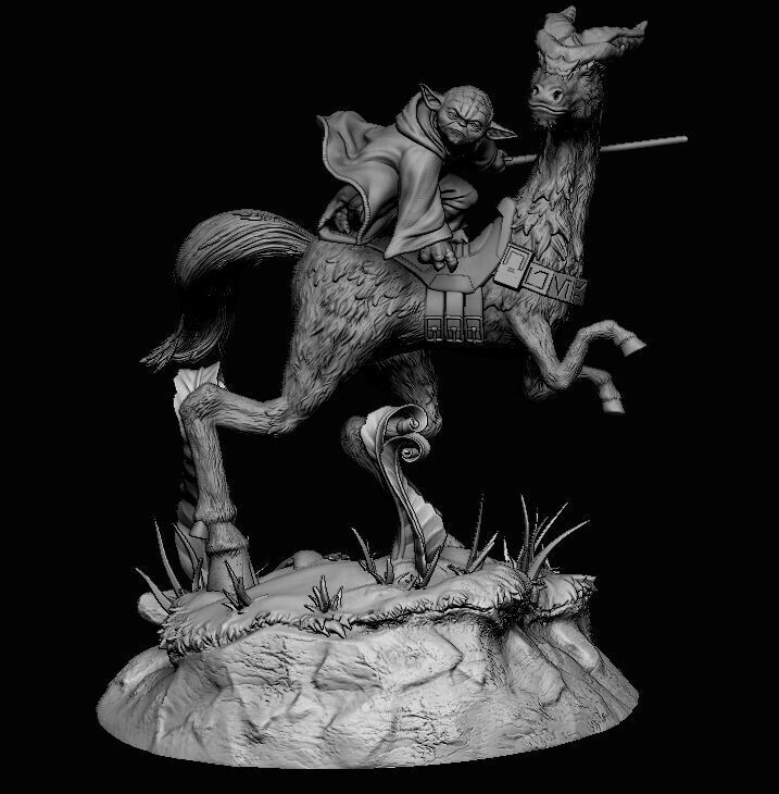 Yoda on Kybuck - Star Wars Jedi Statue - The Clone Wars 3D print model_12