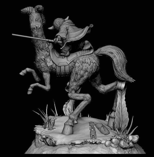 Yoda on Kybuck - Star Wars Jedi Statue - The Clone Wars 3D print model_4