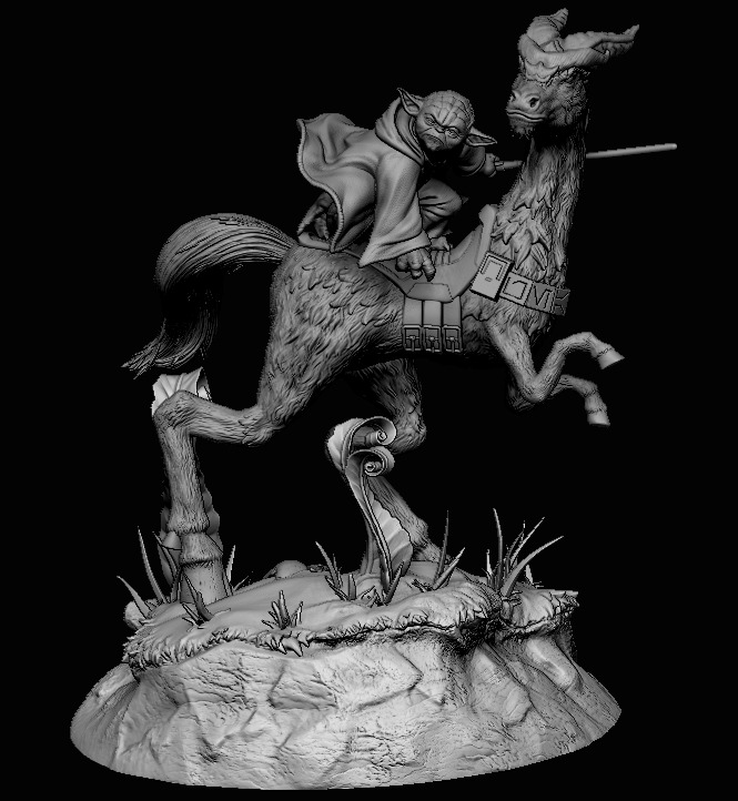 Yoda on Kybuck - Star Wars Jedi Statue - The Clone Wars 3D print model_1