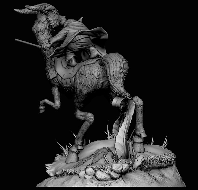 Yoda on Kybuck - Star Wars Jedi Statue - The Clone Wars 3D print model_5