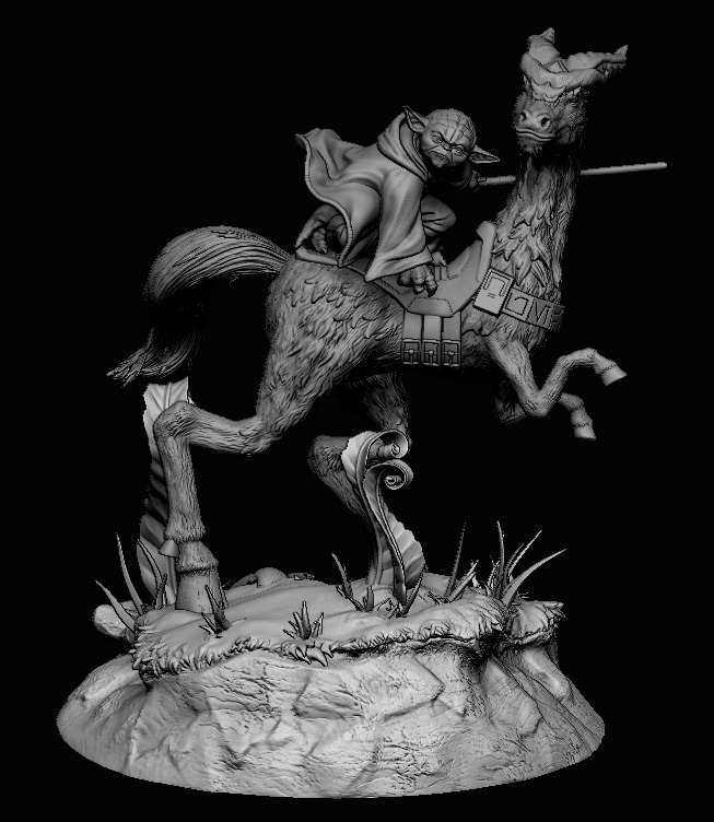 Yoda on Kybuck - Star Wars Jedi Statue - The Clone Wars 3D print model_9