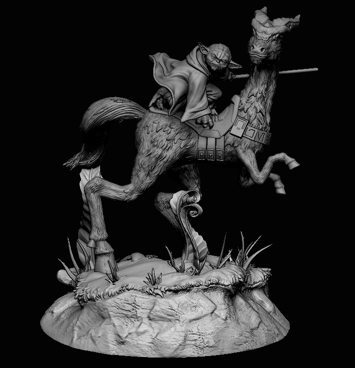 Yoda on Kybuck - Star Wars Jedi Statue - The Clone Wars 3D print model_10