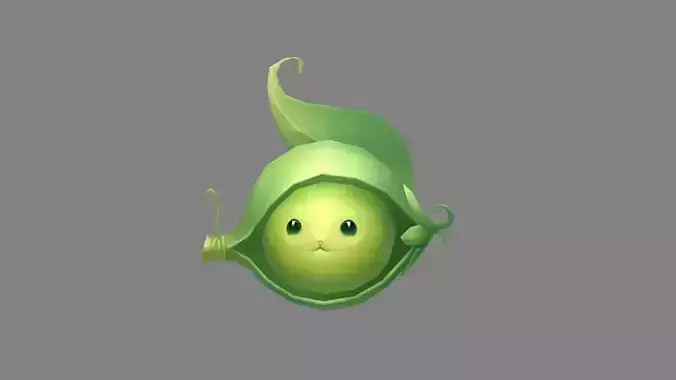 Cartoon Beanpod Spirit - pea mascot