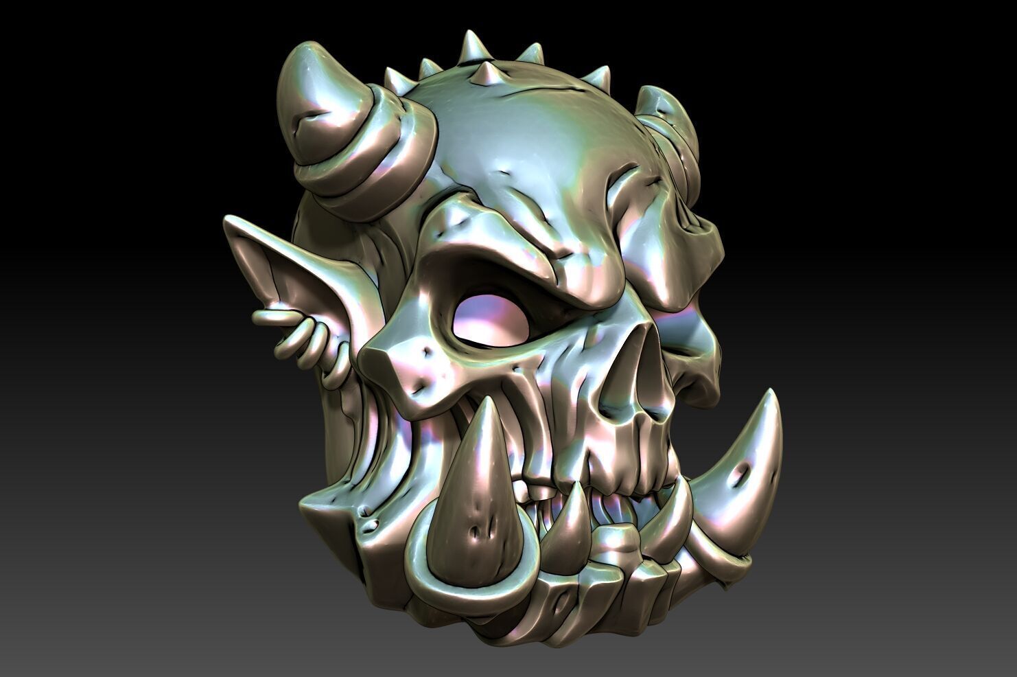 Orc Skull 05-250328 3D print model_1