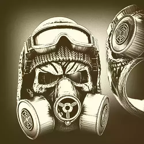 Skull Ring With Respirator V02 3D print model