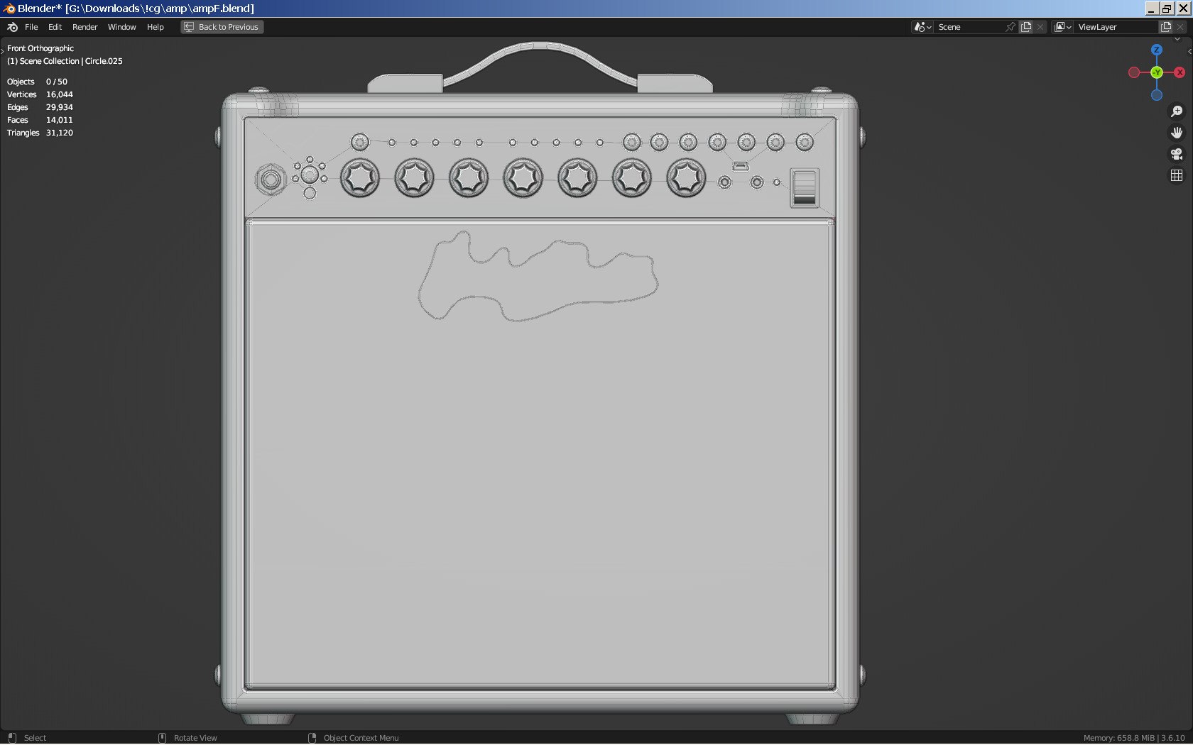 Guitar Amplifier Low-poly 3D model_2