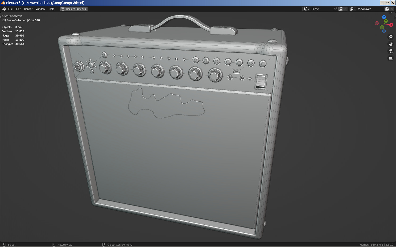Guitar Amplifier Low-poly 3D model_6