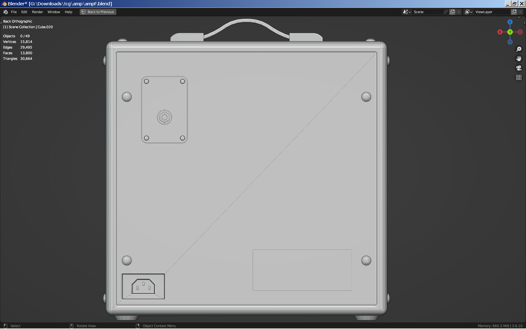 Guitar Amplifier Low-poly 3D model_4