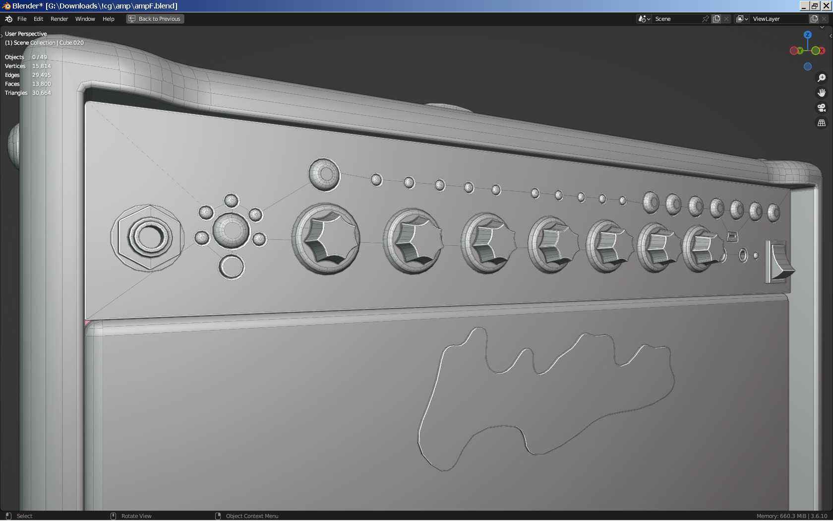 Guitar Amplifier Low-poly 3D model_7