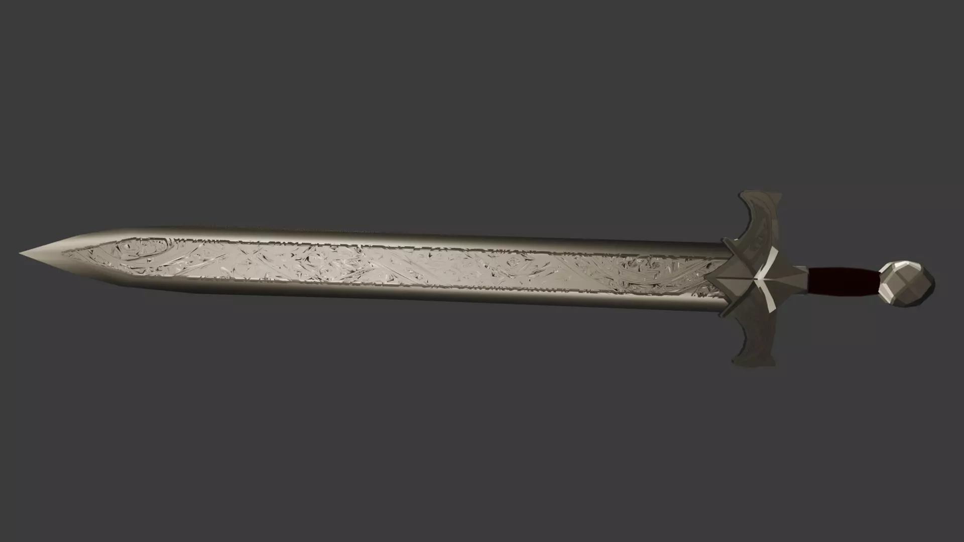 Sword with a pattern in the middle of the blade Free 3D model