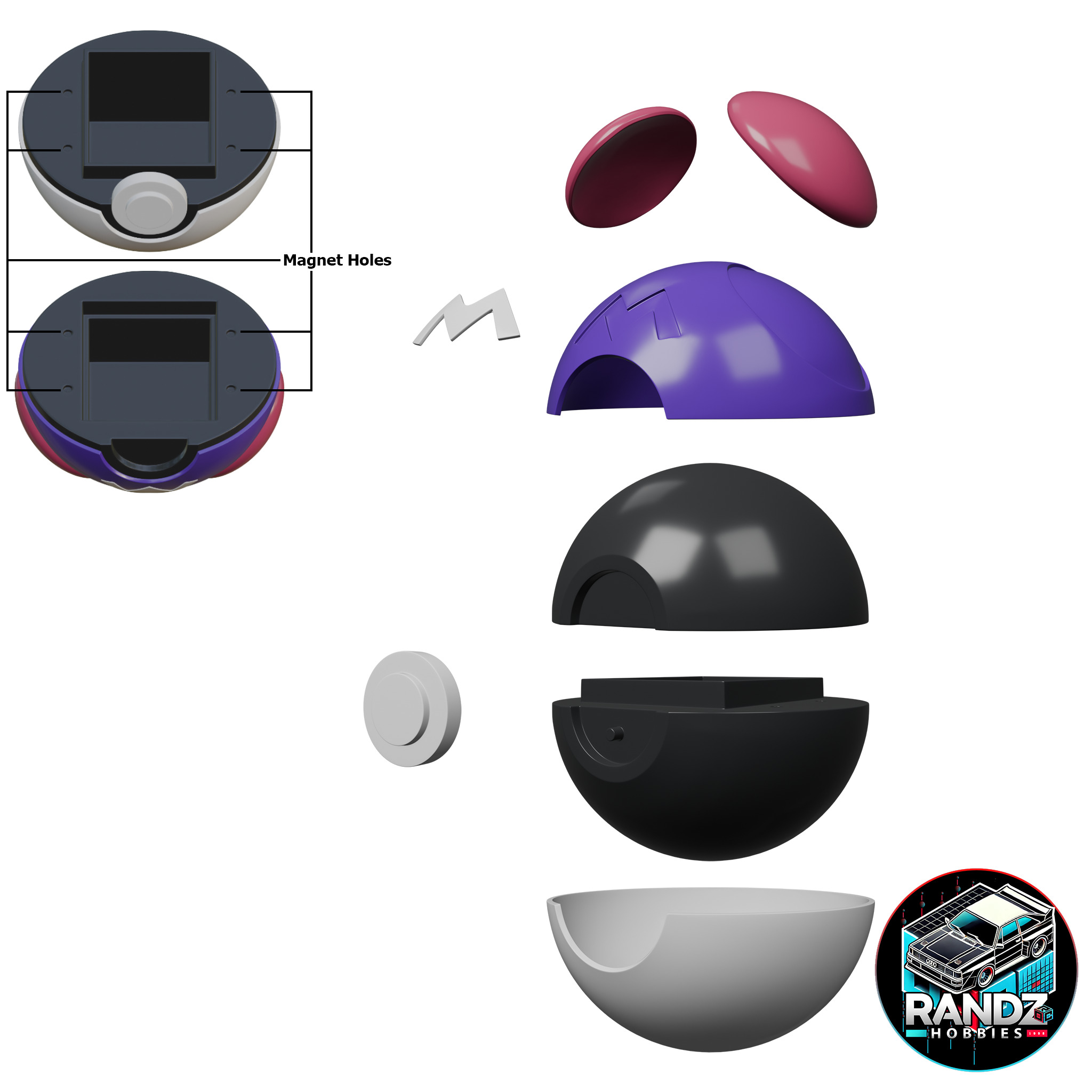 Masterball Themed Card Deck for Pokemon Cards 3D print model_2