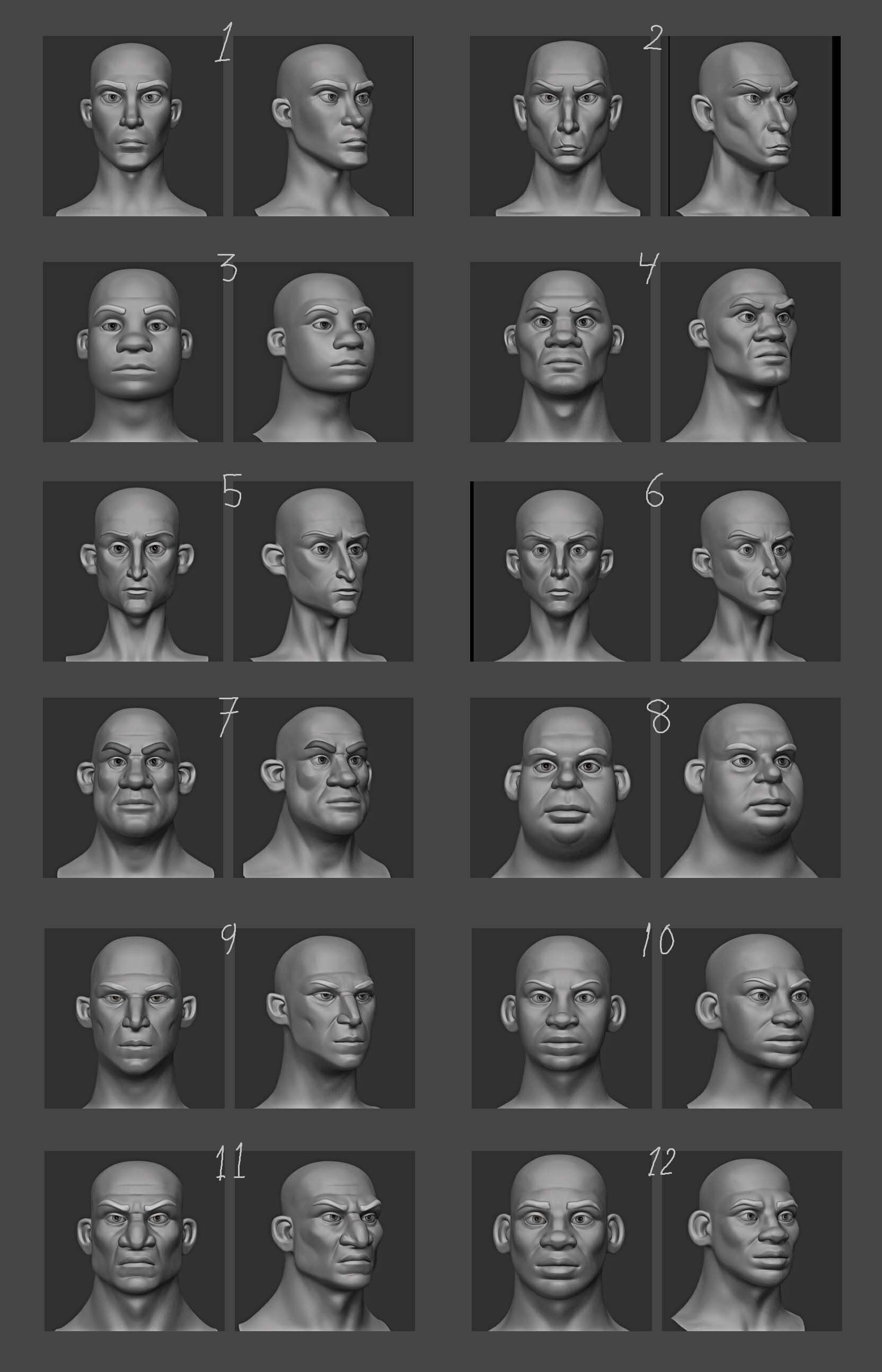Pack of 50 Stylized - Semi Real Head characters Game Ready Low-poly 3D model_6