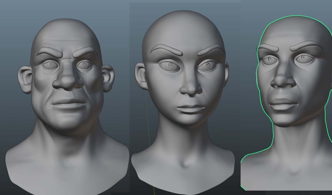 Pack of 50 Stylized - Semi Real Head characters Game Ready Low-poly 3D model_5