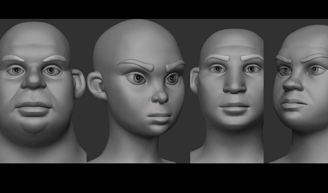 Pack of 50 Stylized - Semi Real Head characters Game Ready Low-poly 3D model_2