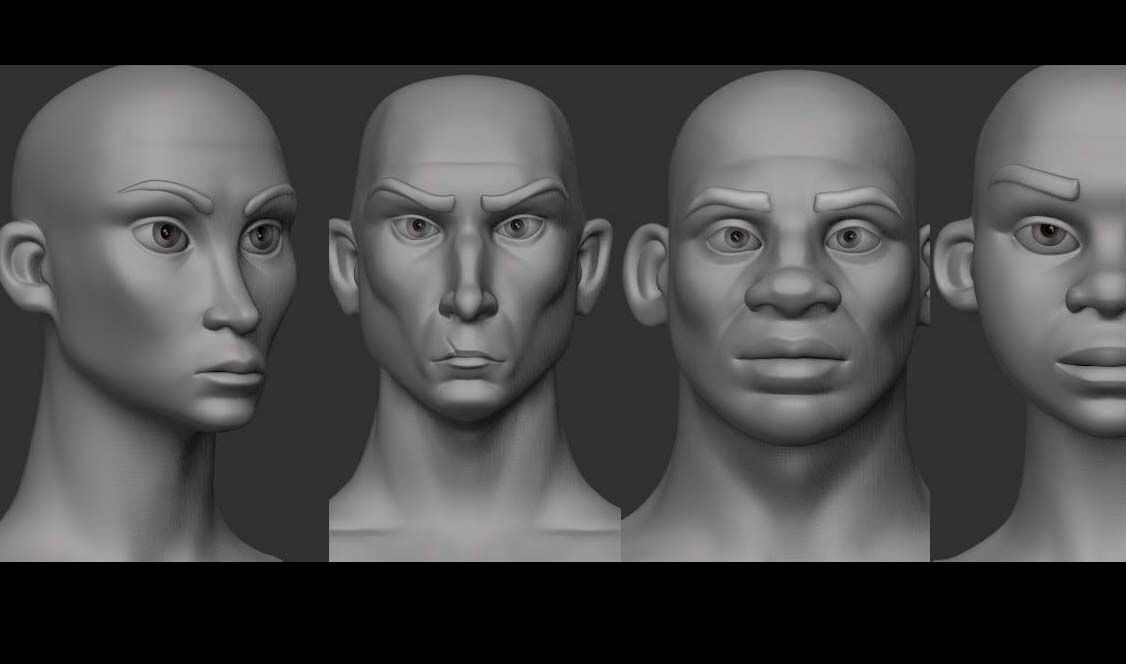 Pack of 50 Stylized - Semi Real Head characters Game Ready Low-poly 3D model_3