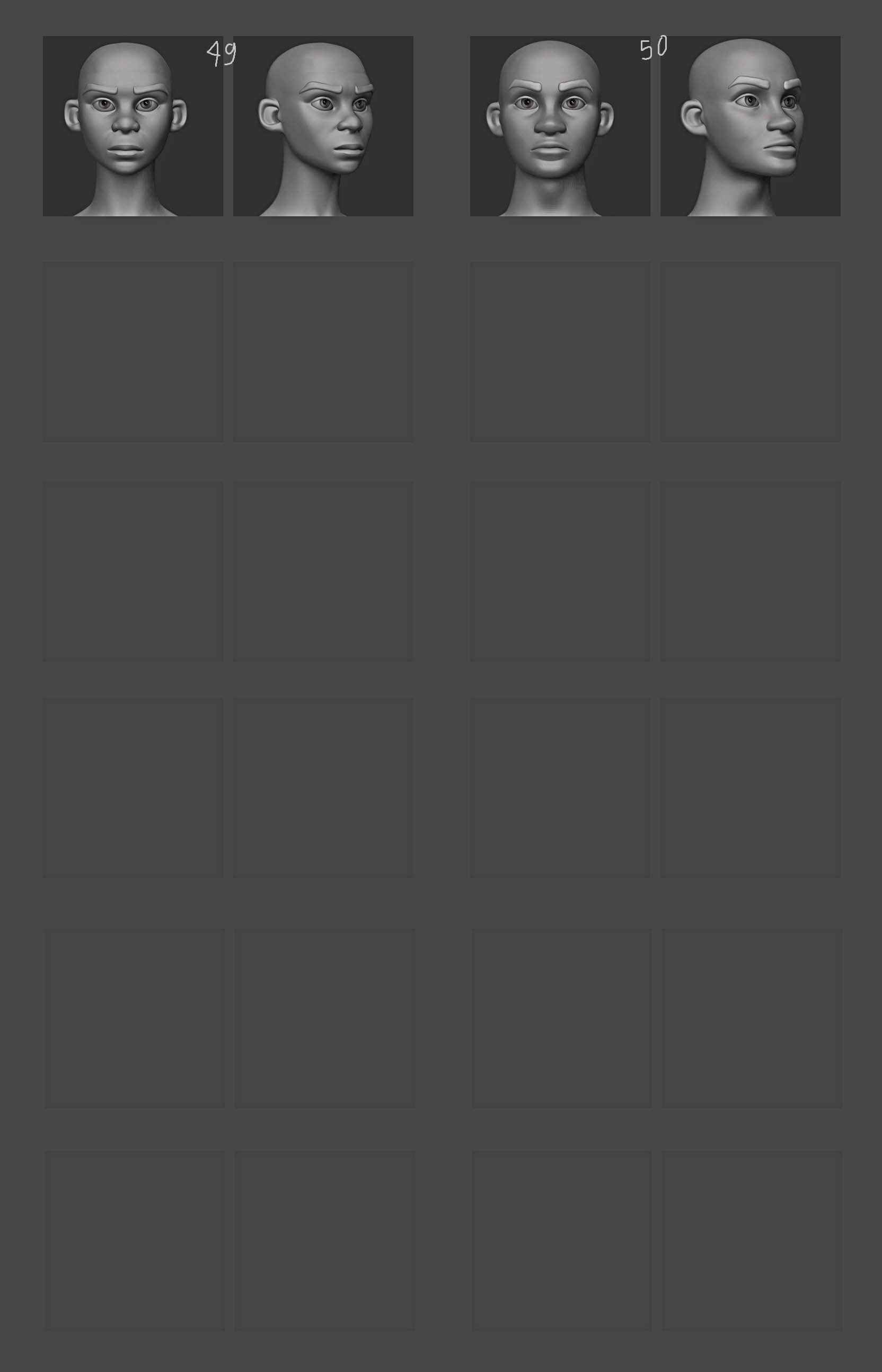 Pack of 50 Stylized - Semi Real Head characters Game Ready Low-poly 3D model_10