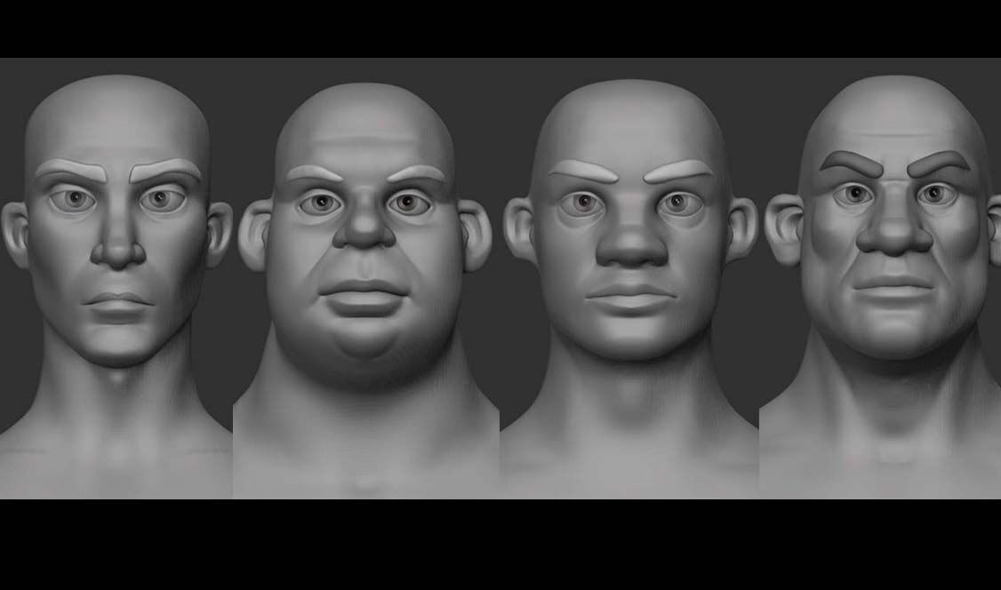 Pack of 50 Stylized - Semi Real Head characters Game Ready Low-poly 3D model_1