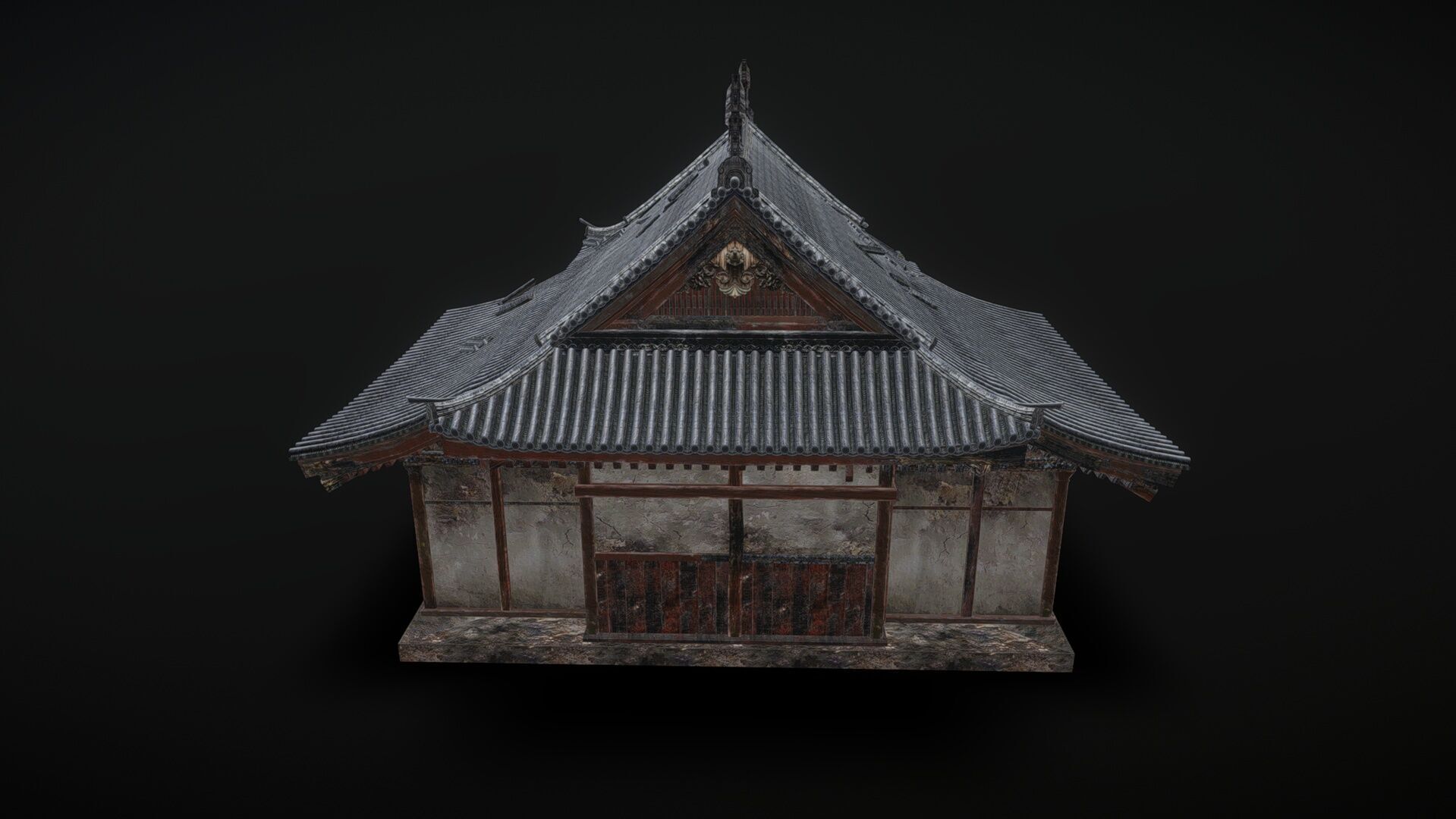 Ancient wooden house  Low-poly 3D model_2