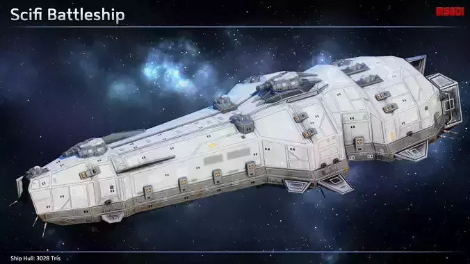 Spaceship Battleship Low-poly 3D model