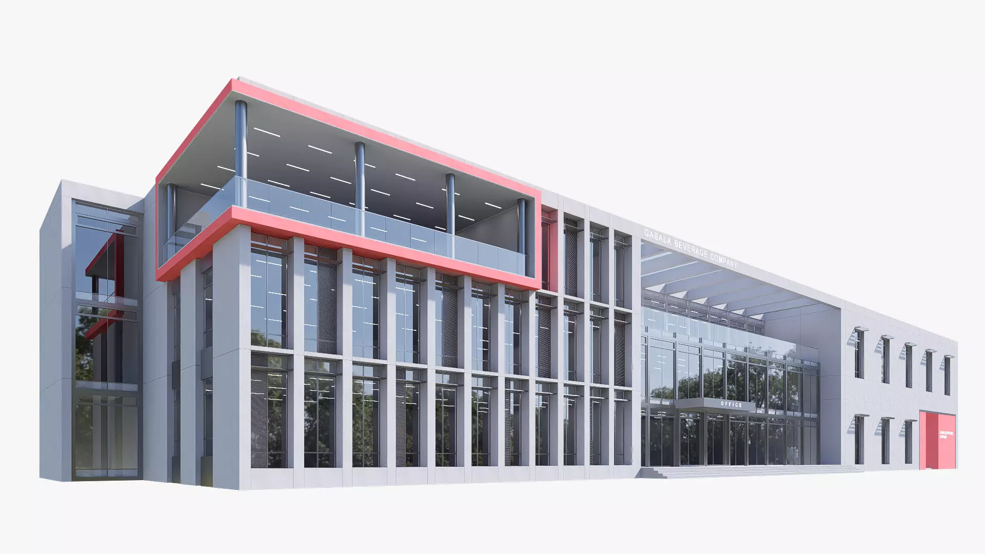 Building modern architecture Low-poly 3D model_0