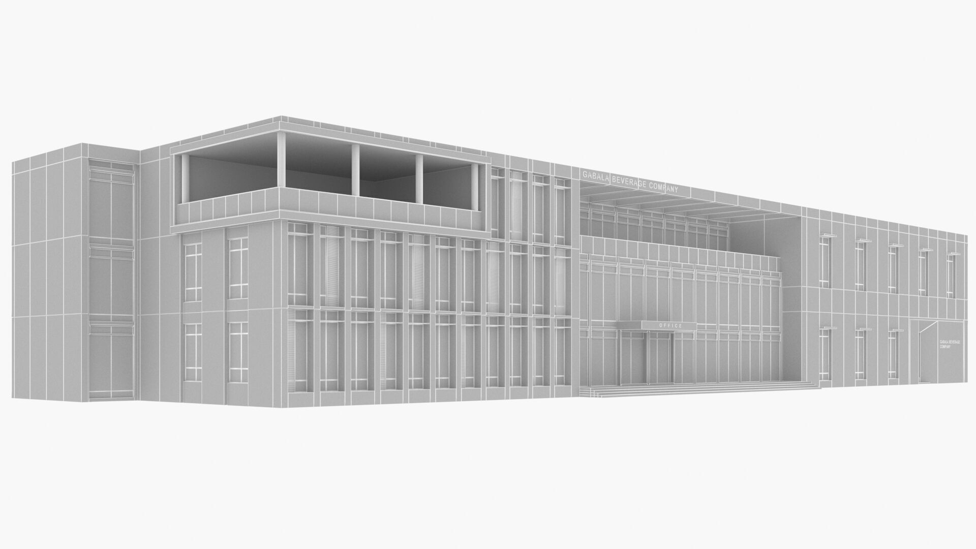 Building modern architecture Low-poly 3D model_11