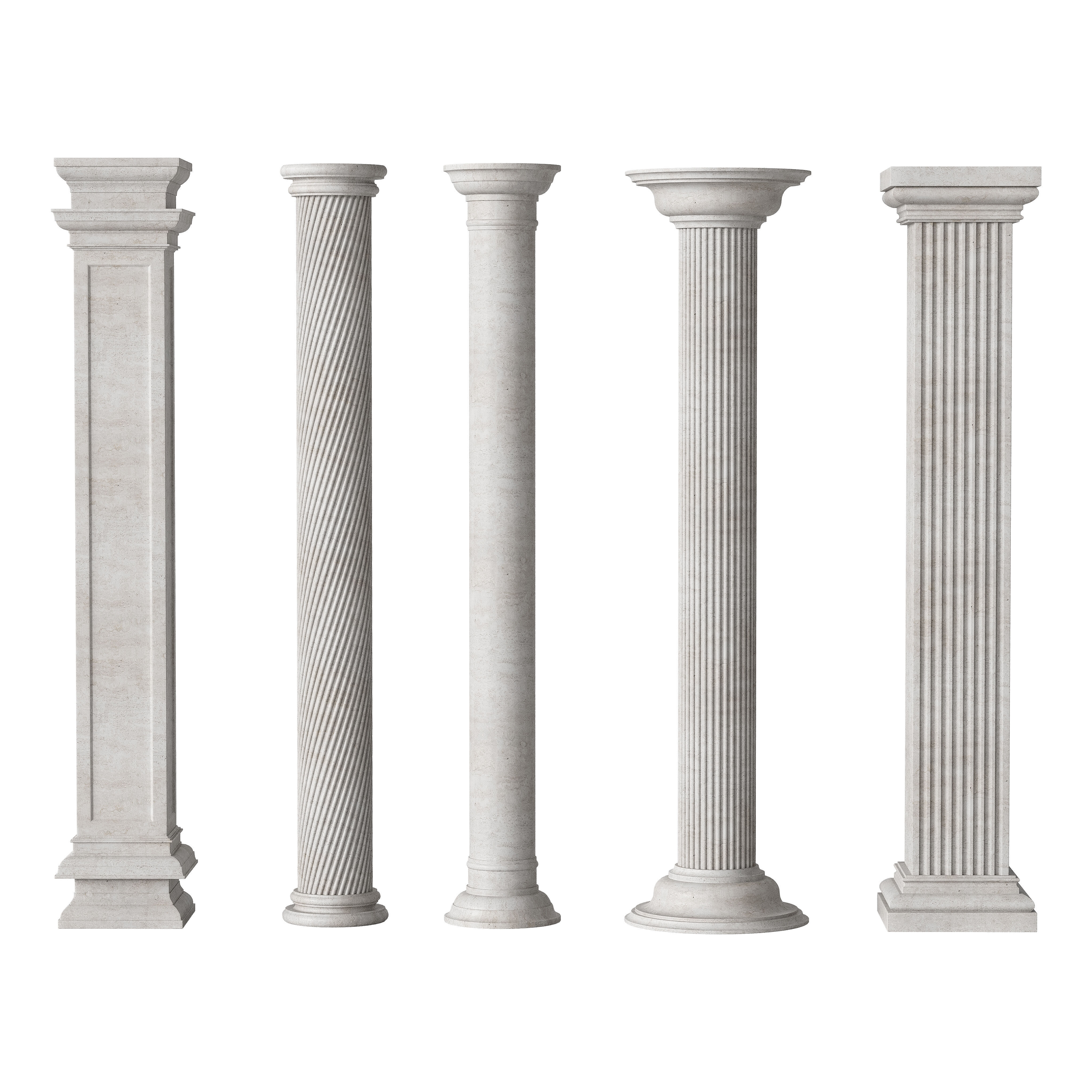 Marble Quintet Columns with Classic Design 3D model_1