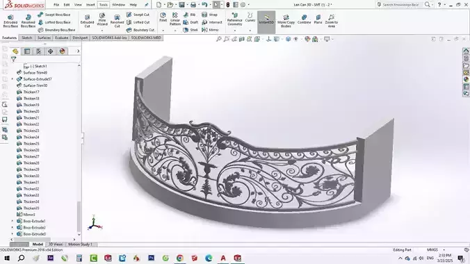 3D model of art villa iron railing architecture 