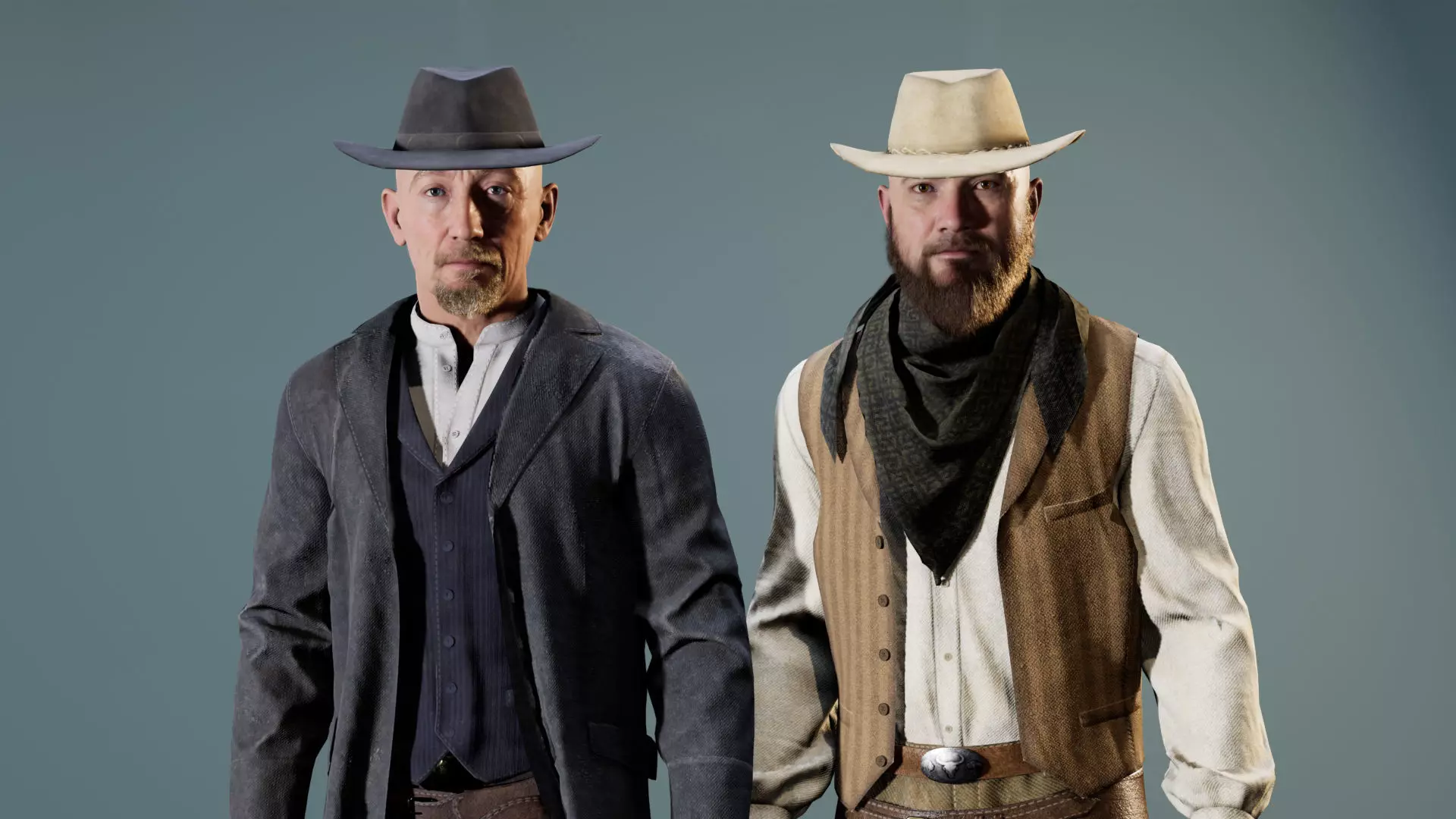 Western Cowboy Outfits Vol 2 - Rigged - Game Ready Low-poly 3D model_0