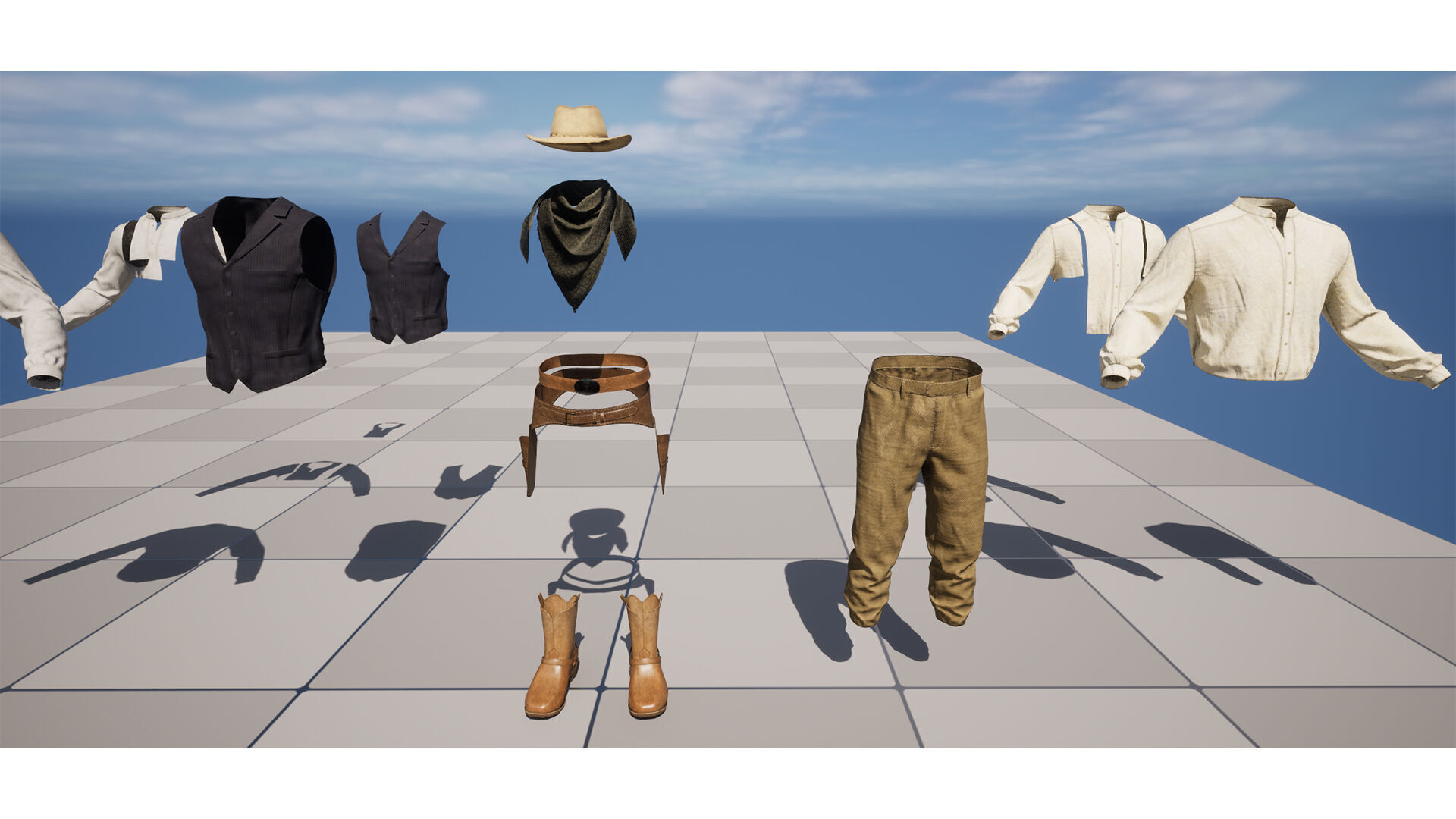 Western Cowboy Outfits Vol 2 - Rigged - Game Ready Low-poly 3D model_16