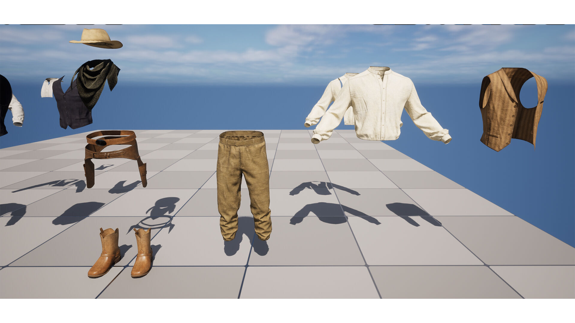 Western Cowboy Outfits Vol 2 - Rigged - Game Ready Low-poly 3D model_17