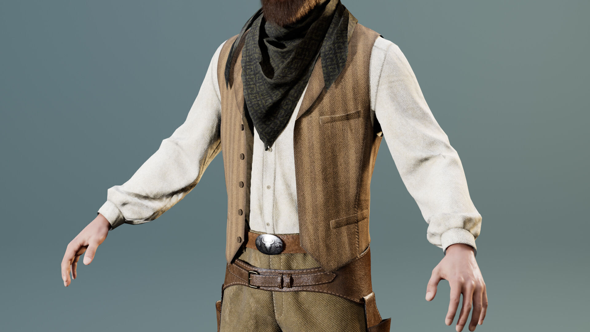 Western Cowboy Outfits Vol 2 - Rigged - Game Ready Low-poly 3D model_6