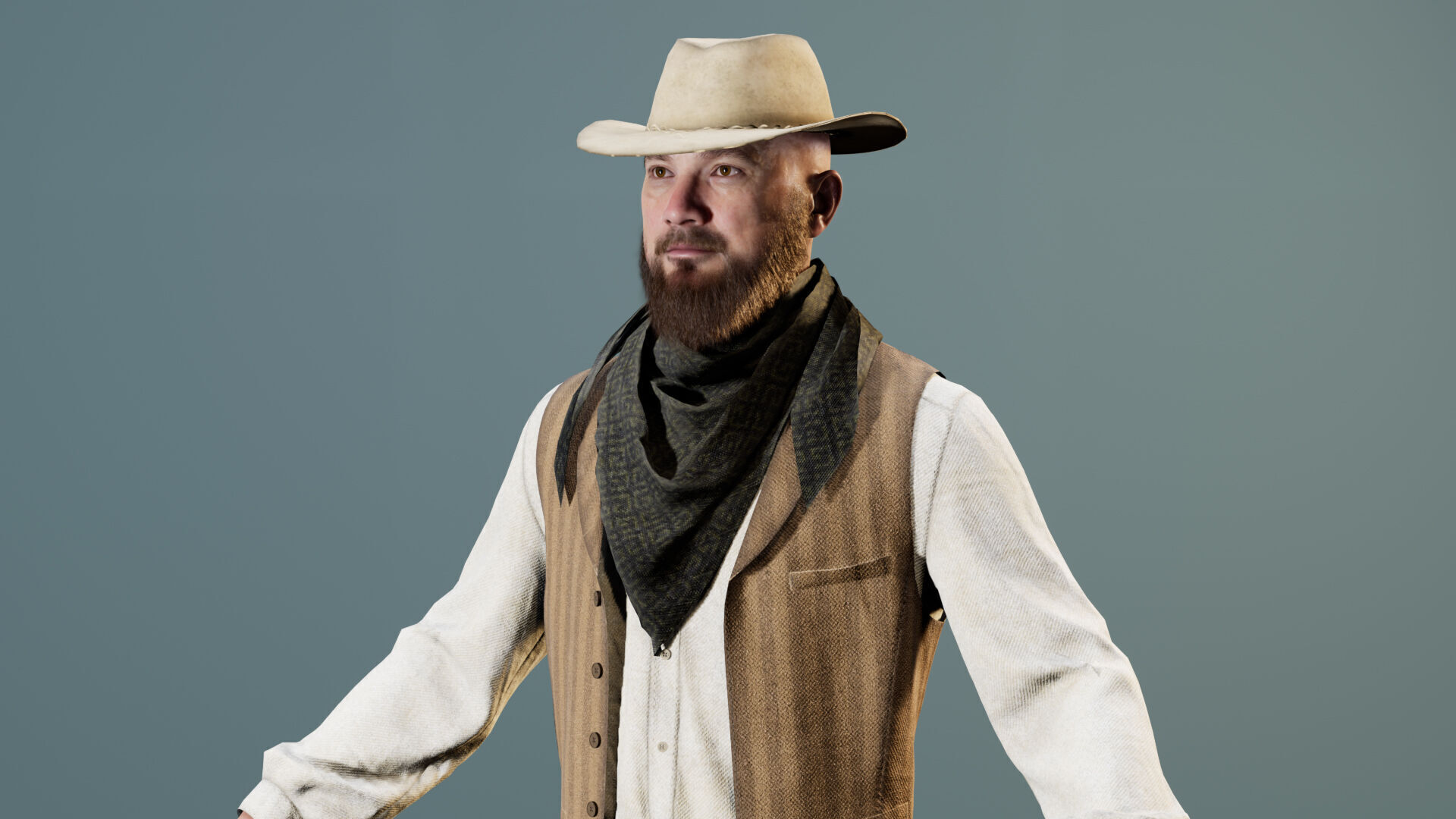 Western Cowboy Outfits Vol 2 - Rigged - Game Ready Low-poly 3D model_5