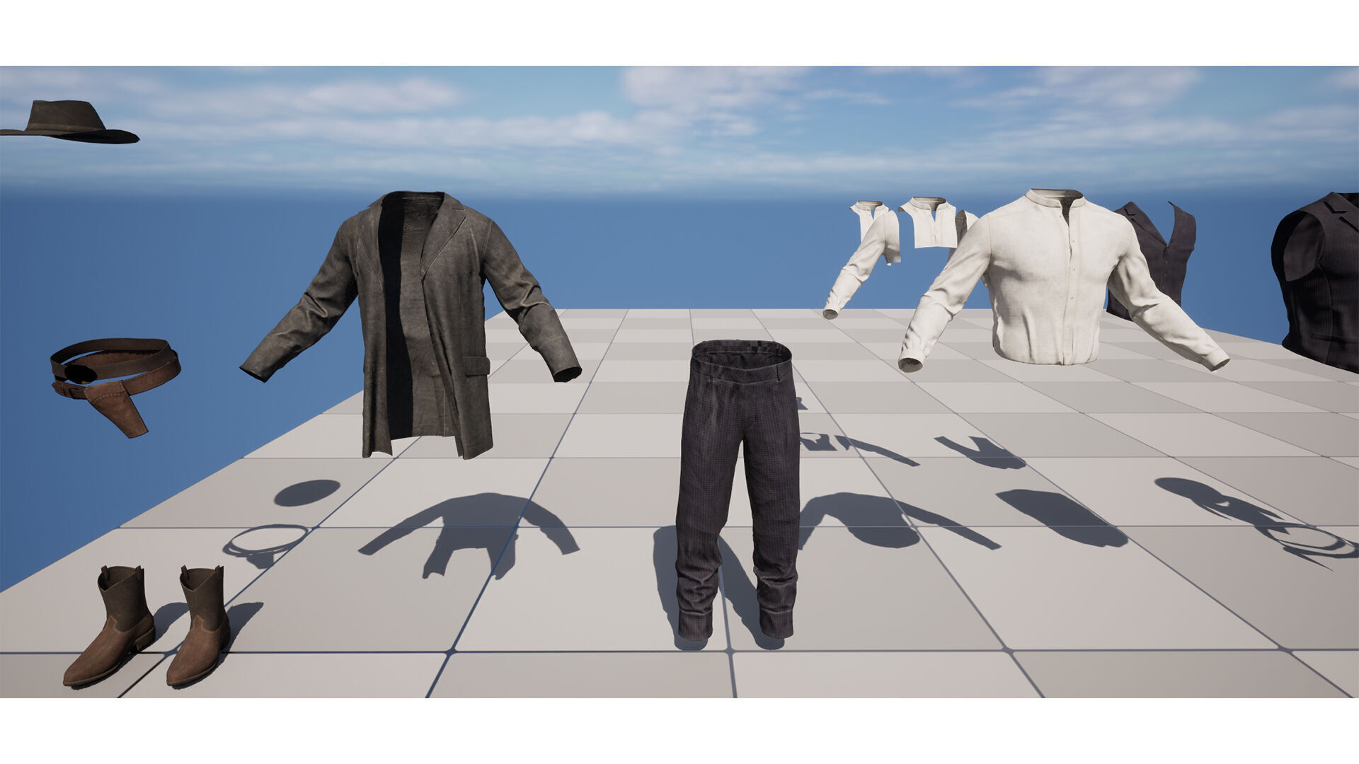 Western Cowboy Outfits Vol 2 - Rigged - Game Ready Low-poly 3D model_15