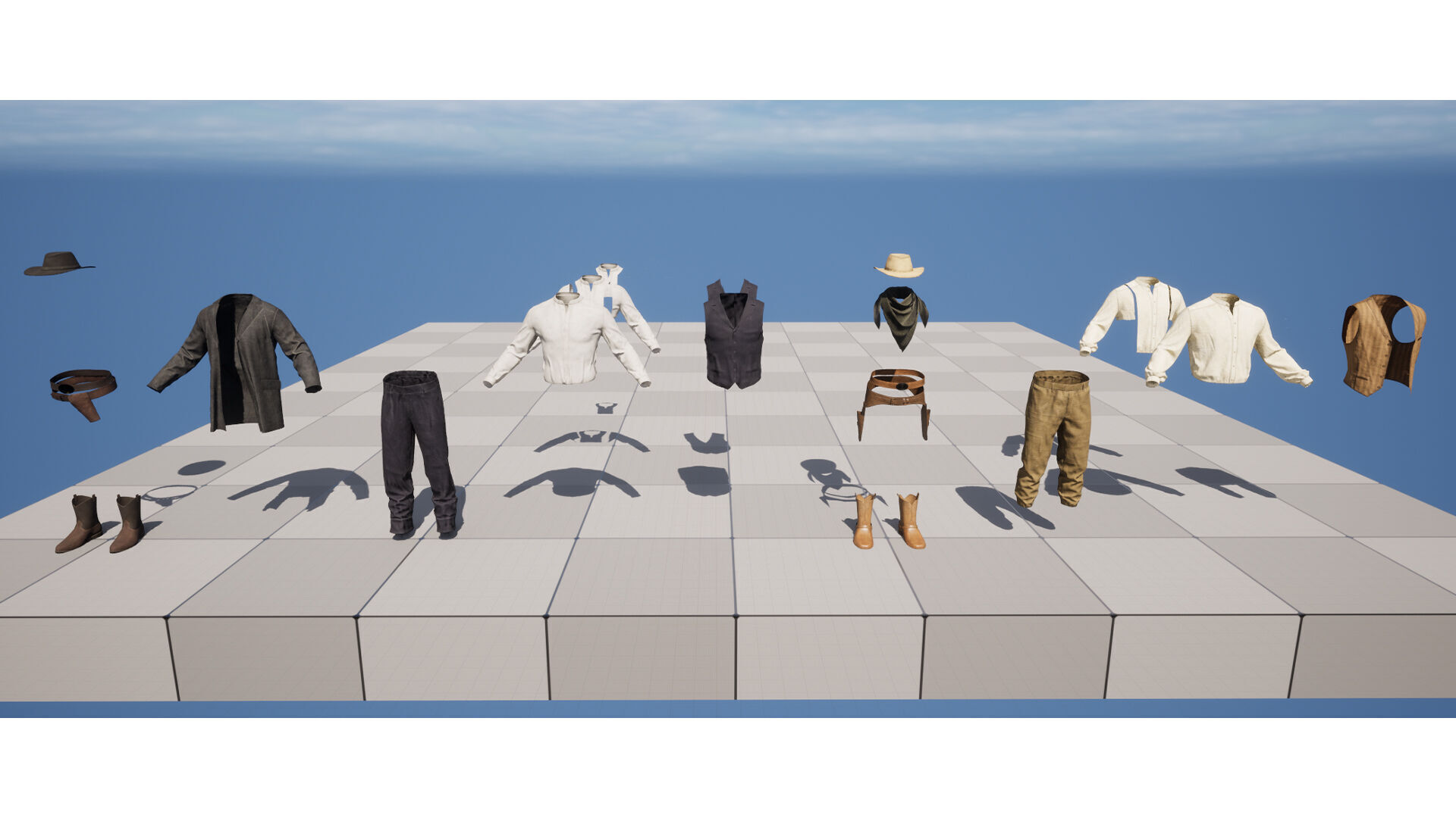 Western Cowboy Outfits Vol 2 - Rigged - Game Ready Low-poly 3D model_14